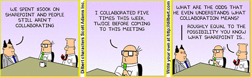 Driving Impact through Collaboration in Global In-house Centers: Myths and Realities | Sherpas in Blue Shirts 1 Dilbert collaboration