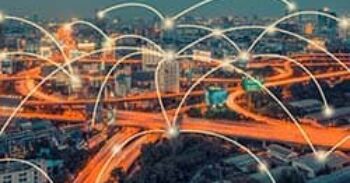 cityscape and technology and network connection concept