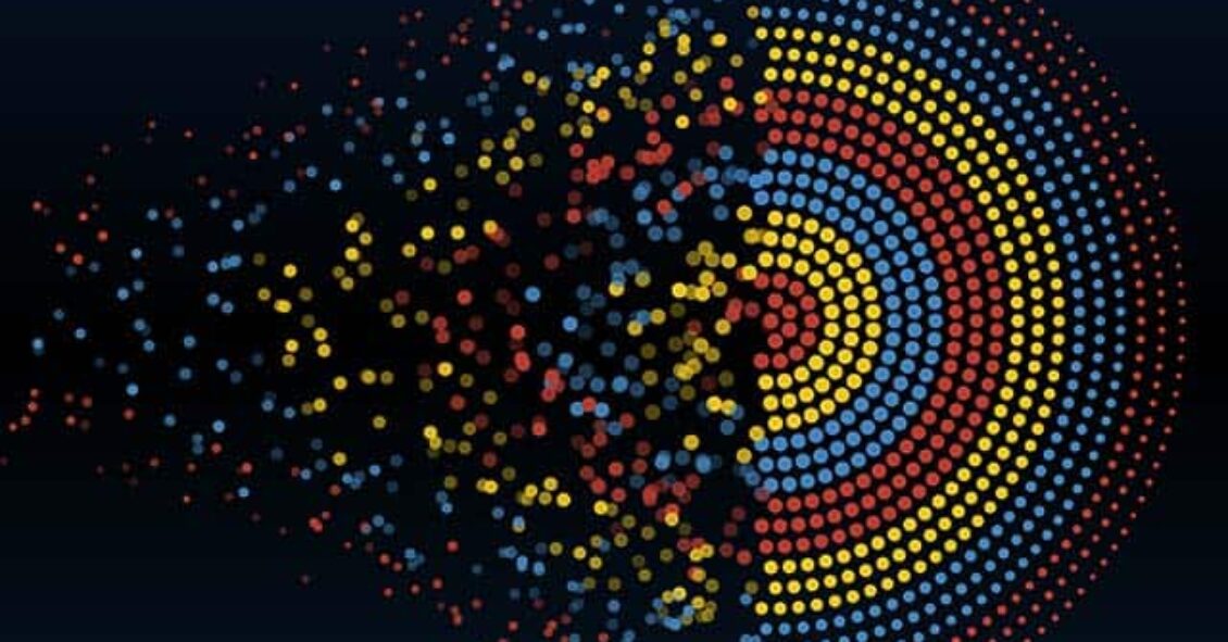 Abstract colorful big data machine learning algorithm visualization.