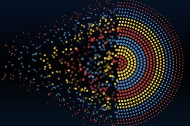 Abstract colorful big data machine learning algorithm visualization.