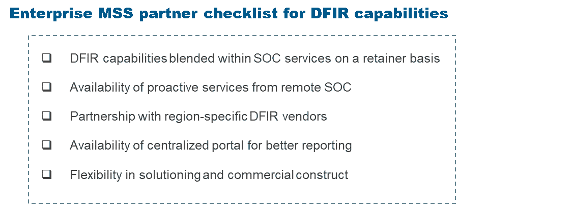 Enterprises MSS Partner checklist for DFIR capabilities