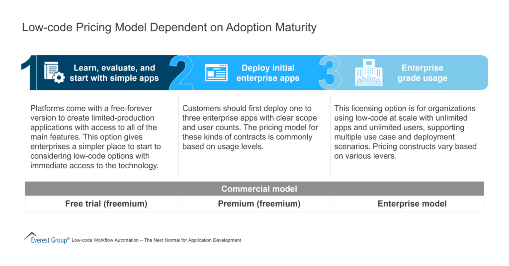 Low-code Pricing Model Dependent on Adoption Maturity