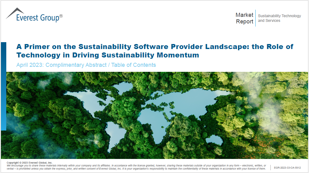 A Primer on Sustainability Software Provider Landscape Role of Technology in Driving Sustainability Momentum Complimentary Abstract
