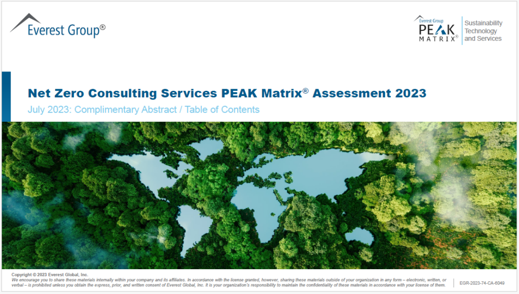 Net Zero Consulting Services PEAK Matrix Assessment 2023 Complimentary Abstract